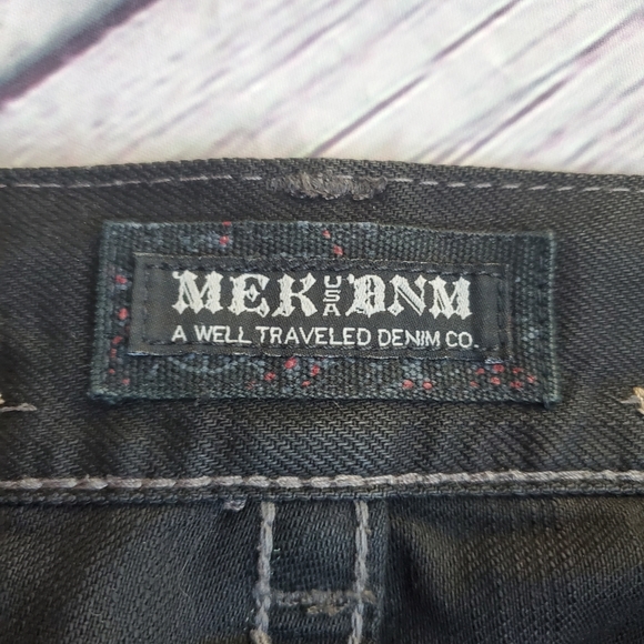 MEK USA DNM OAXACA BOOTS CUT BLACK WITH GOLD JEANS SIZE 42X34 - Picture 8 of 13